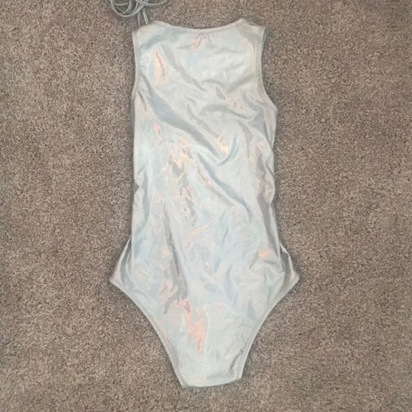 Foil Hologram Lace Up Bodysuit - Picture 3 of 4